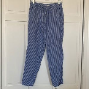 Blue and White Linen Joggers
